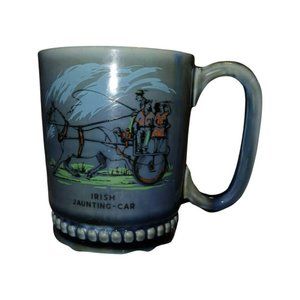 MCM Irish Wade Porcelain Jaunting Car Mug Cup Blue Mid Century